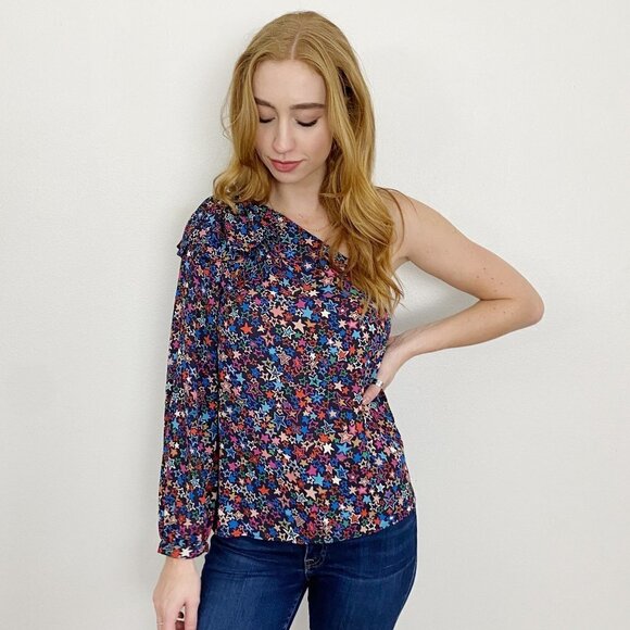 J. Crew Tops - J. Crew Kaleidoscope Star Print one Shoulder Blouse Size 8
